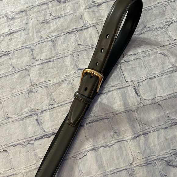 ANILINE FINISHED LEATHER GRAY USA MADE MENS BELT SIZE 38 GOLD TONE BUCKLE - Picture 7 of 8